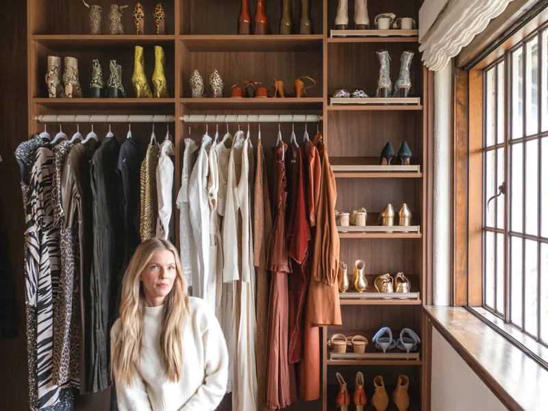 Custom walk-in closet with shelving