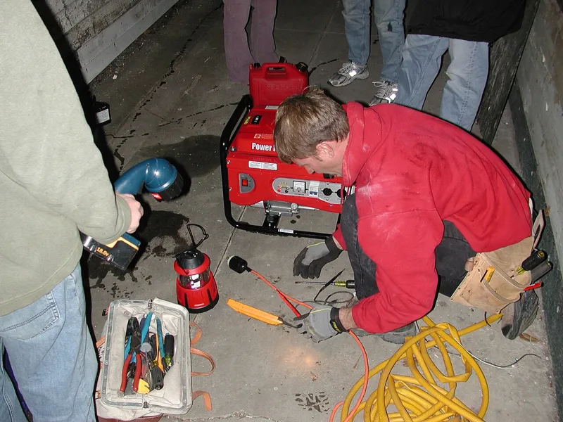 Electrician working on wiring