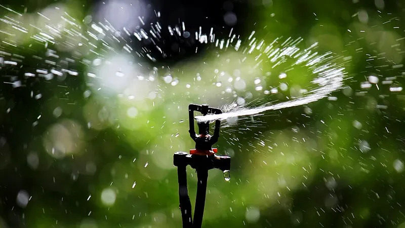 Lawn sprinkler head spraying water
